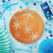 Orange White Snowflakes Minimalistisch Weihnachten Pappteller (Party)