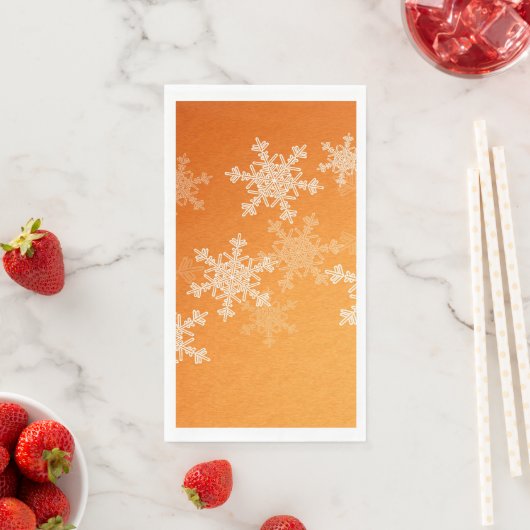 Orange White Snowflakes Minimalistisch Weihnachten Serviette (Beispiel)