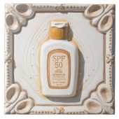 Orange White SPF 50 Sun Cream Beach House Badezimm Fliese (Vorderseite)
