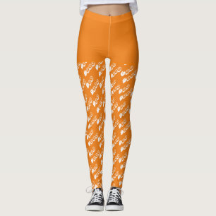 Orange White Spooky Niedlich Boo Halloween Kostüm Leggings