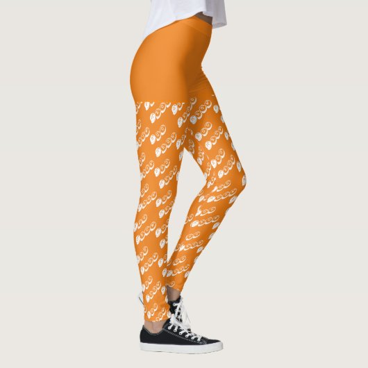 Orange White Spooky Niedlich Boo Halloween Kostüm Leggings (Rechts)