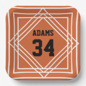 Orange & White Sports Thema Papierplatte Pappteller (Vorderseite)
