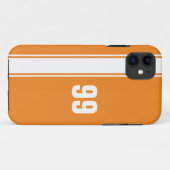 Orange & White Stripe Jersey Numbered iPhone Case (Rückseite (Horizontal))