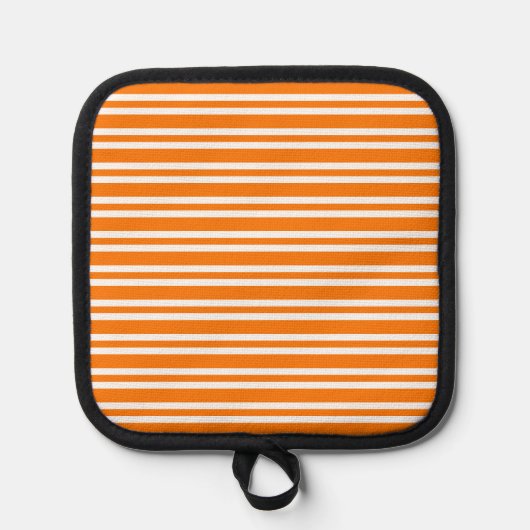 Orange White Stripes Pattern Topflappen (Vorderseite)