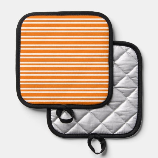 Orange White Stripes Pattern Topflappen (Vorderseite/Rückseite)