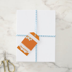 Orange & white text & Foto grad Gastgeschenk Tag Geschenkanhänger