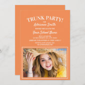 Orange White Trunk Uni Party Foto Einladung (Vorne/Hinten)