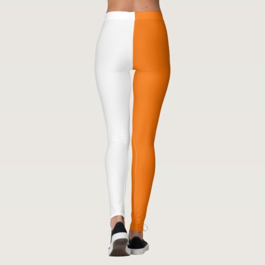 Orange White Two Tone Split Halbdesign Leggings (Rückseite)