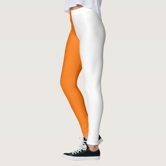 Orange White Two Tone Split Halbdesign Leggings (Links)