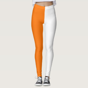Orange White Two Tone Split Halbdesign Leggings