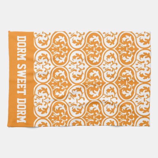 Orange White Uni Team Cool Fun Dorm School Geschirrtuch (Horizontal)