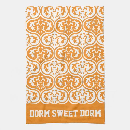 Orange White Uni Team Cool Fun Dorm School Geschirrtuch (Vertikal)