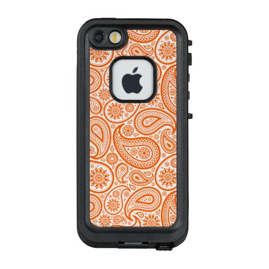 Orange & White Vintag Paisley LifeProof iPhone Hülle (Rückseite)
