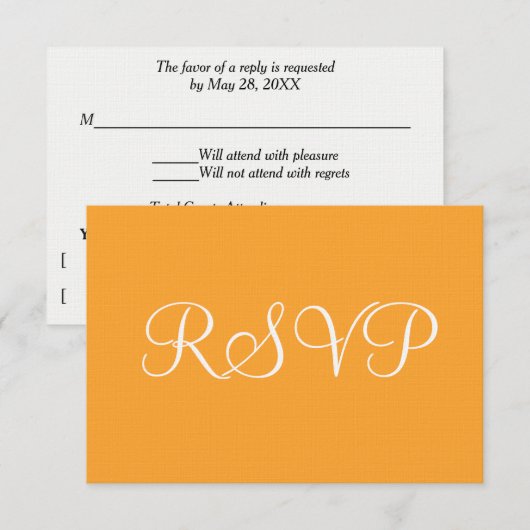 Orange White Wedding RSVP Karte (Vorne/Hinten)