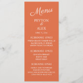 Orange White Wedeption Probe Dinner Menükarte (Vorderseite)