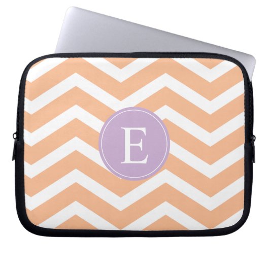 Orange White Zickzack Lila Monogram Laptopschutzhülle (Vorderseite)