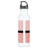Orange White Zickzack Pattern Monogram Modern Bold Edelstahlflasche (Rückseite)