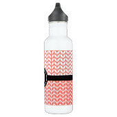 Orange White Zickzack Pattern Monogram Modern Bold Edelstahlflasche (Rechts)