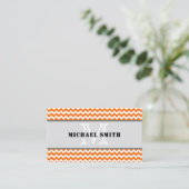 Orange White Zickzack Zigzag Monogram Visitenkarte (Stehend Vorderseite)