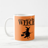 Orange Wicked Flying Hexe Halloween Brownie Kaffeetasse (Links)