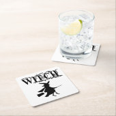 Orange Wicked Flying Witween Halloween Rechteckiger Pappuntersetzer (Vor Ort)