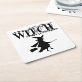 Orange Wicked Flying Witween Halloween Rechteckiger Pappuntersetzer (angewinkelt)