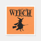 Orange Wicked Flying Witween Halloween Serviette (Vorderseite)
