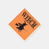 Orange Wicked Flying Witween Halloween Serviette (Ecke)