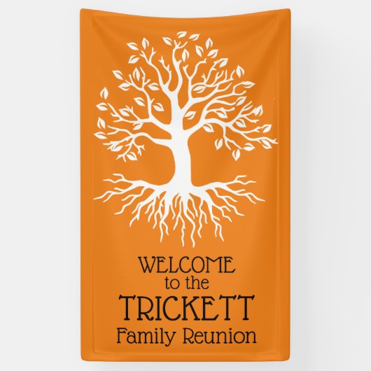 Orange Wiedersehen Family Tree Silhouette Banner (Vertikal)