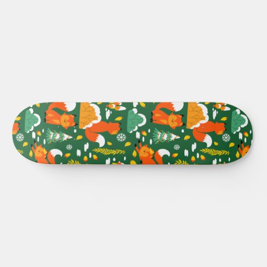 Orange Wild Herbst Winter Forest Fox Skateboard (Horizontal)