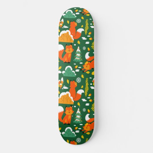 Orange Wild Herbst Winter Forest Fox Skateboard (Vorderseite)
