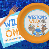 Orange Wild One Woodland Birthday Party Teller