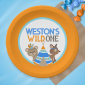 Orange Wild One Woodland Birthday Party Teller