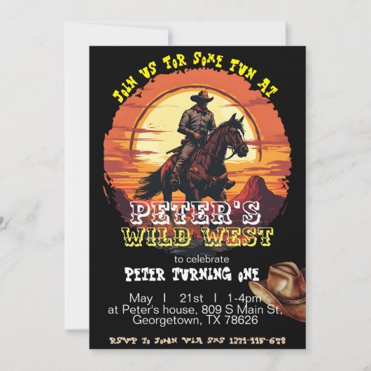 Orange Wild West Western Party Einladung (Vorderseite)