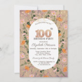 Orange Wildblume String Lights 100. Geburtstag Einladung (Vorderseite)