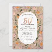 Orange Wildblume String Lights 50. Geburtstag Einladung (Vorderseite)