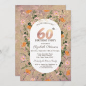 Orange Wildblume String Lights 60. Geburtstag Einladung (Vorne/Hinten)
