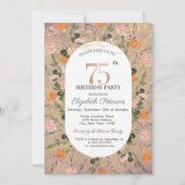 Orange Wildblume String Lights 75. Geburtstag Einladung (Vorderseite)