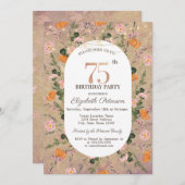 Orange Wildblume String Lights 75. Geburtstag Einladung (Vorne/Hinten)