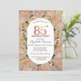 Orange Wildblume String Lights 85. Geburtstag Einladung