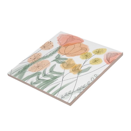 Orange Wildblumen Fliese (Seite)