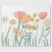 Orange Wildblumen Geschenkpapier (Flach)