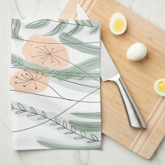 Orange Wildblumen Geschirrtuch (Viertel Falte)