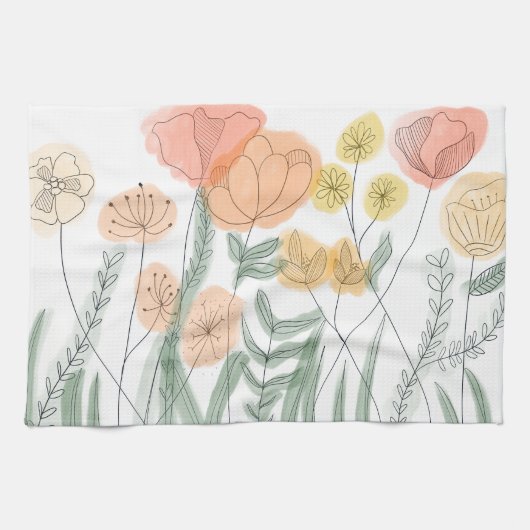 Orange Wildblumen Geschirrtuch (Horizontal)