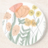 Orange Wildblumen Getränkeuntersetzer (Vorne)