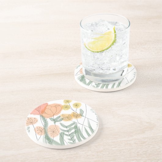 Orange Wildblumen Getränkeuntersetzer (Seite)