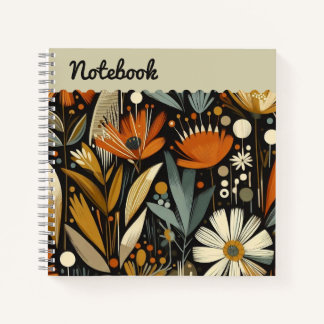 Orange Wildblumen oberstes Label Folk Bloom Notizblock