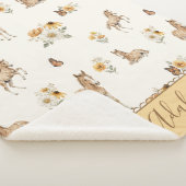 Orange Wildblumen-Pferd-Monogramm-Muster  Sherpadecke (3/4)