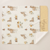 Orange Wildblumen-Pferd-Monogramm-Muster  Sherpadecke (Vorderseite (Horizontal))