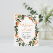 Orange wir bewegen Ankündigung Postkarte verschobe (Stehend Vorderseite)